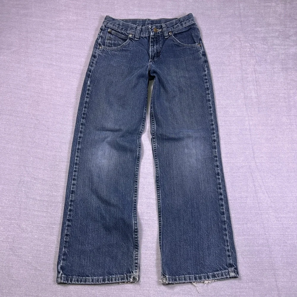 Wrangler Regular Fit Mid Rise Straight Leg Jeans Kids 12 Blue Cotton 6BABWFD